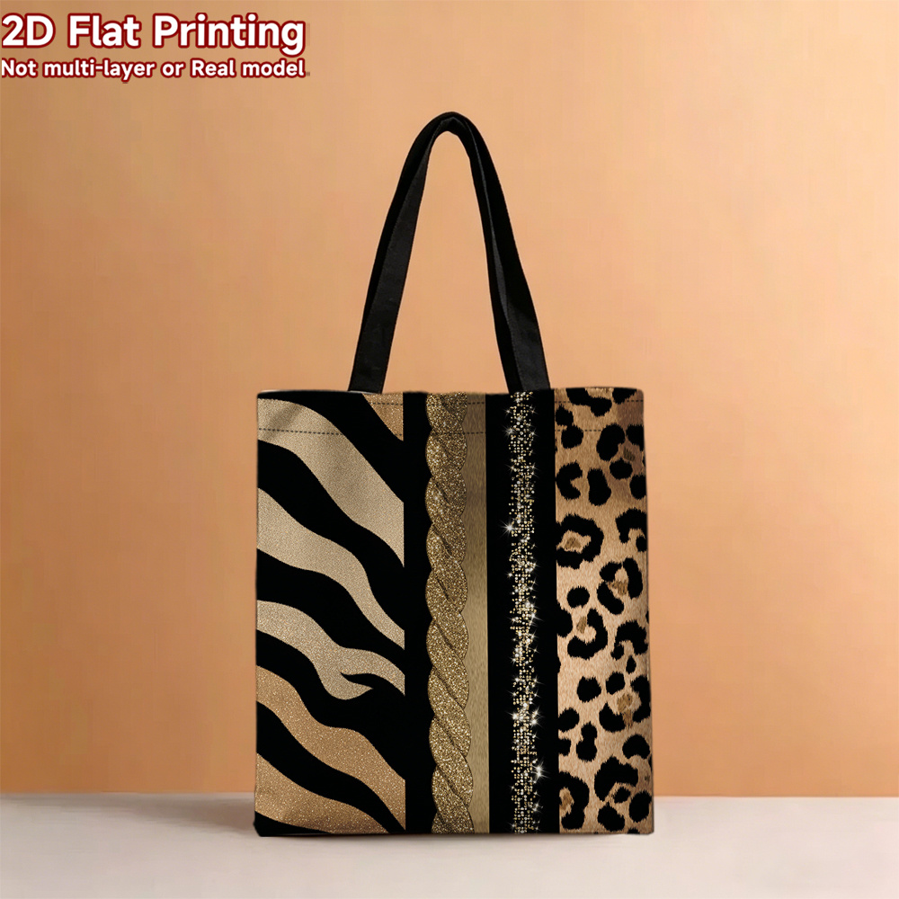 Vintage Fashion Market - Kadın Zebra Leopar Desenli Tote Çanta
