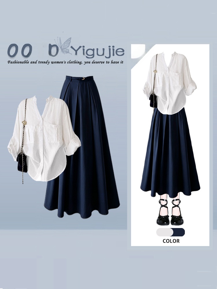 Vintage Fashion Collection - Bol Uzun Kollu V Yaka Günlük
