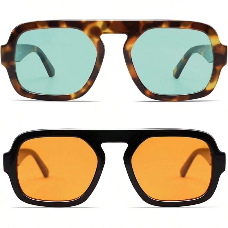 Vintage Fashion Style Men - VANLINKER Büyük Boy Retro Kare Pilot