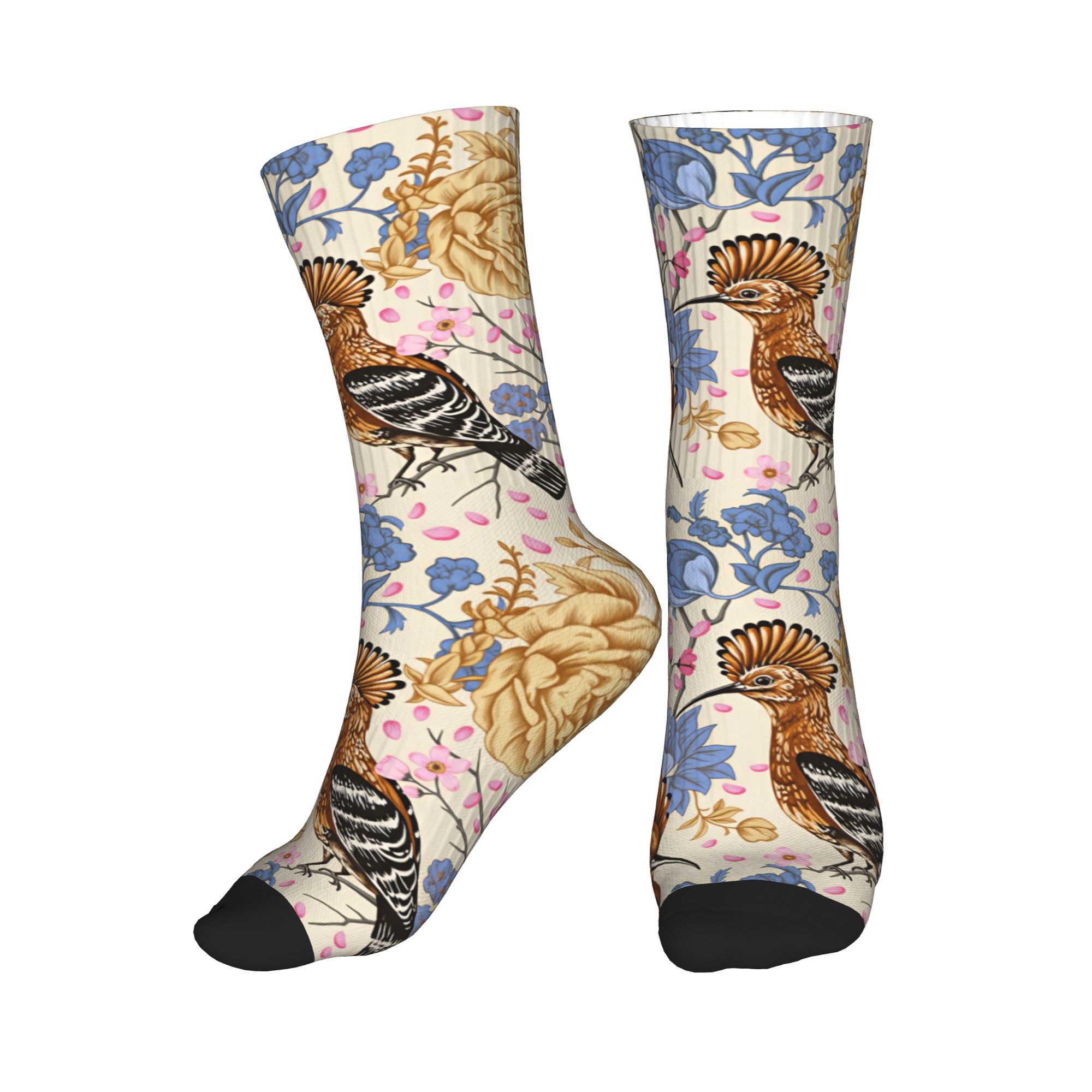 Vintage Fashion For Men - Hoopoe Bird Mavi Şakayık Vintage Çiçekli