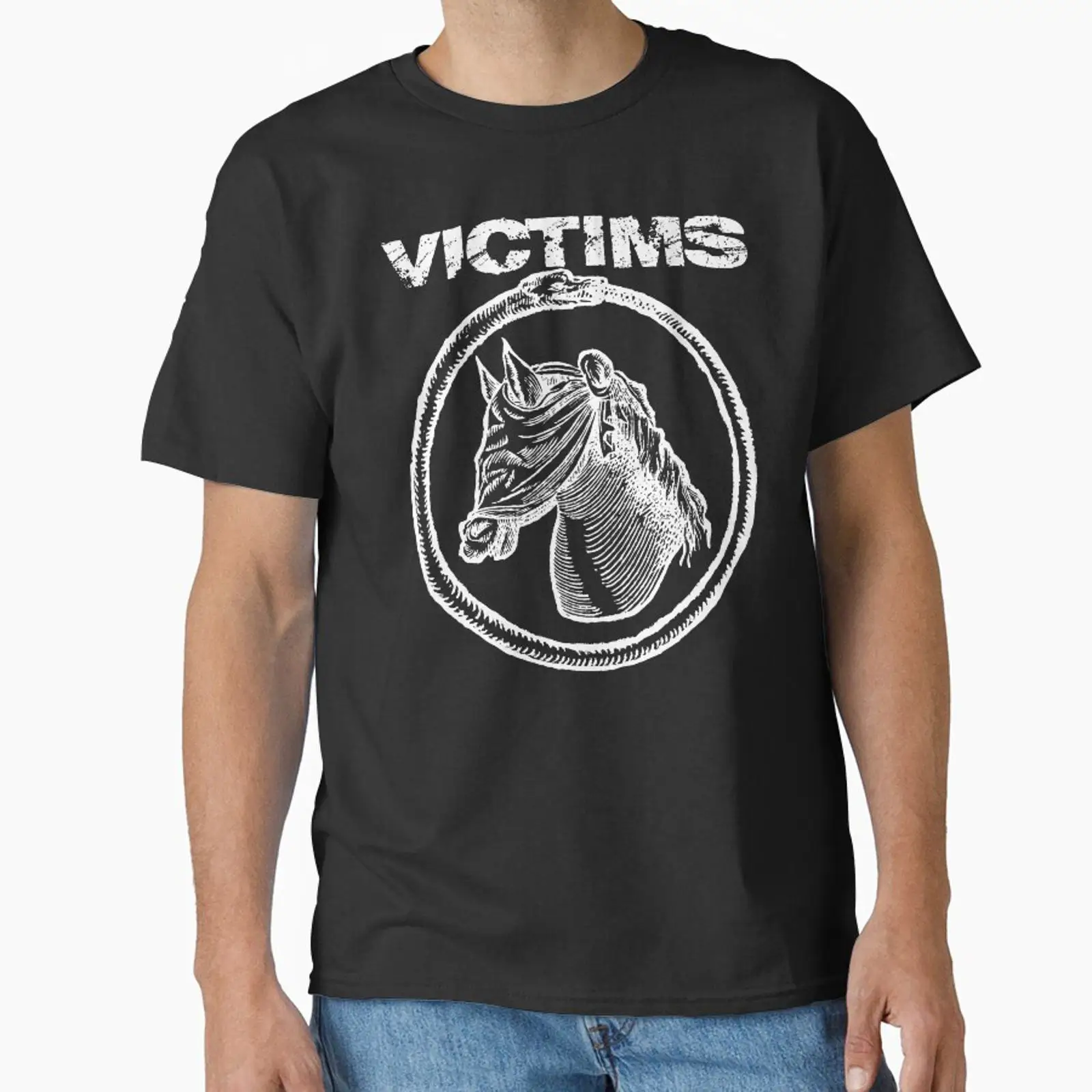 Vintage Fashion Victim Shirt - VICTIMS HORSE Klasik Tişört vintage Yıkanmış