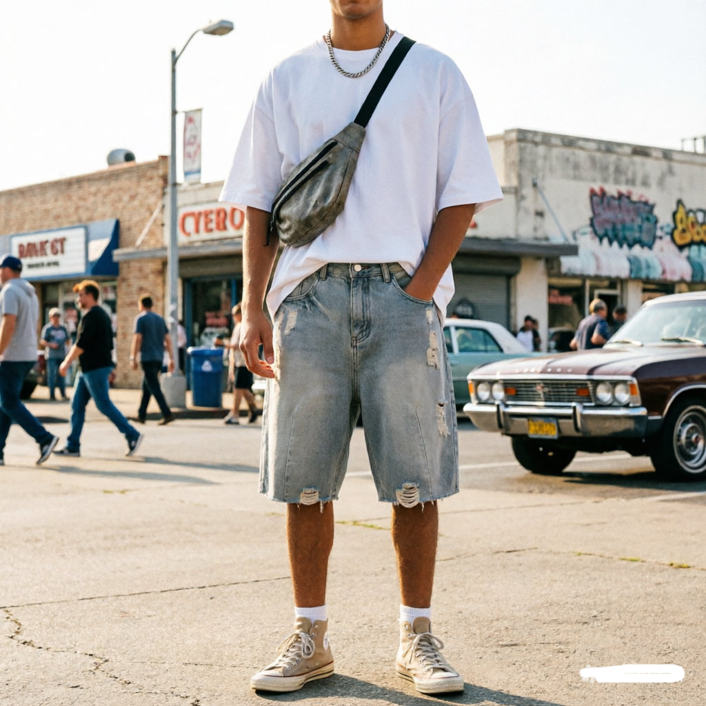 Yaz erkek günlük kot şort Gevş - Vintage Fashion Jeans incelemesi ve fiyatı
