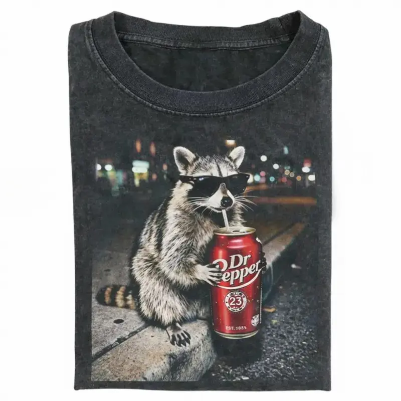 Vintage Rakun Grafikli Tişörtl - Vintage Fashion Gen Z incelemesi ve fiyatı