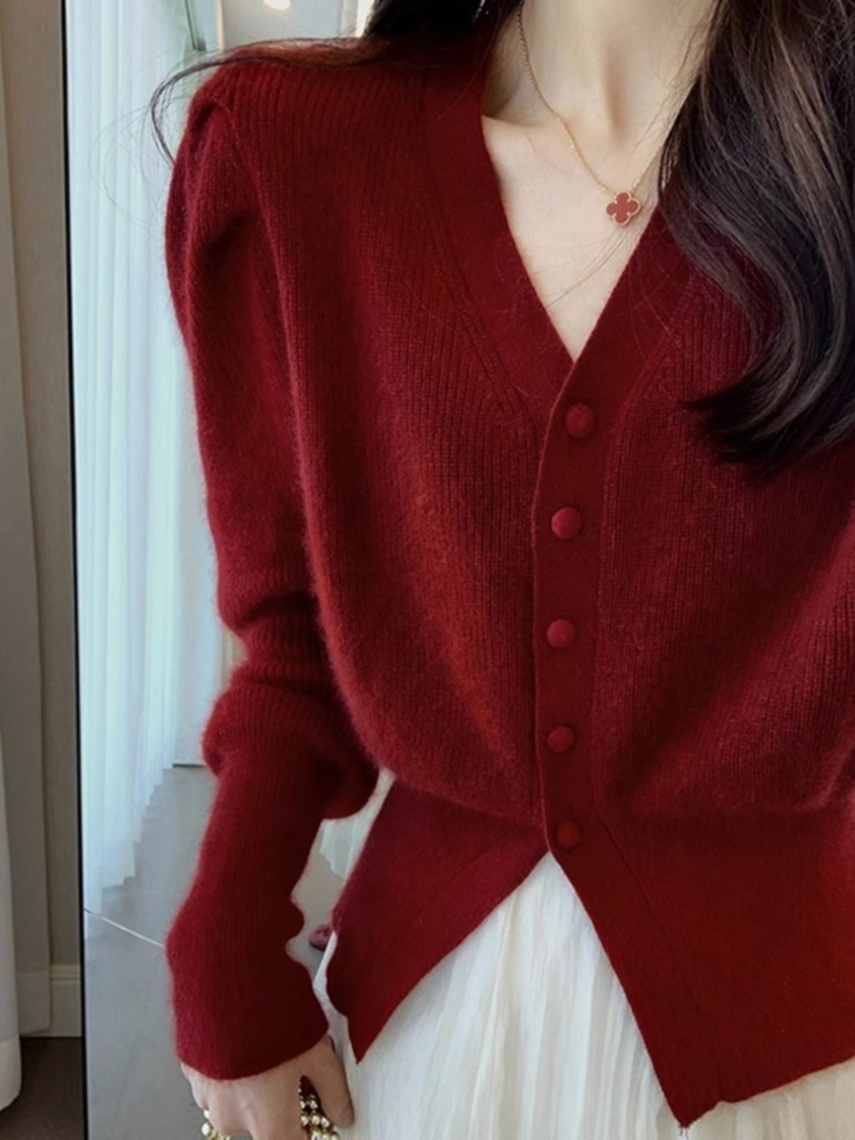 Kırmızı V Yaka Örme Kazak Ceke - Vintage Fashion Years incelemesi ve fiyatı