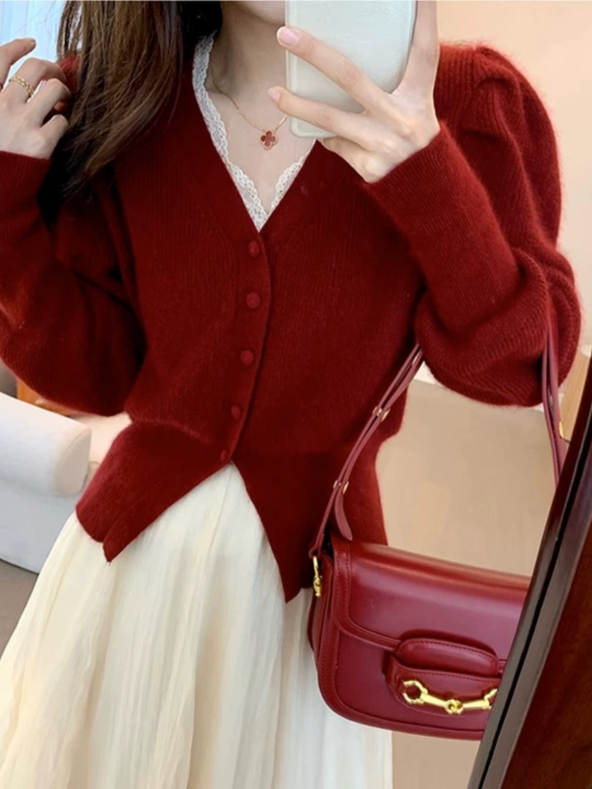 Kırmızı V Yaka Örme Kazak Ceke - Vintage Fashion Years incelemesi ve fiyatı